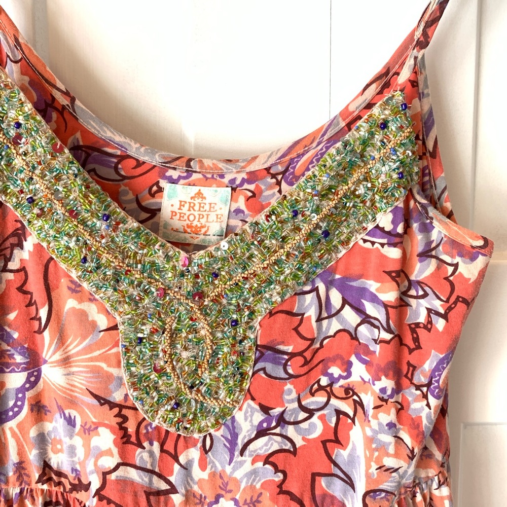 Free People multi-print dress with beading